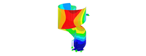 Znázornění deformací točitého schodiště v programu RFEM (© Matrix Consulting Engineers Ltd)