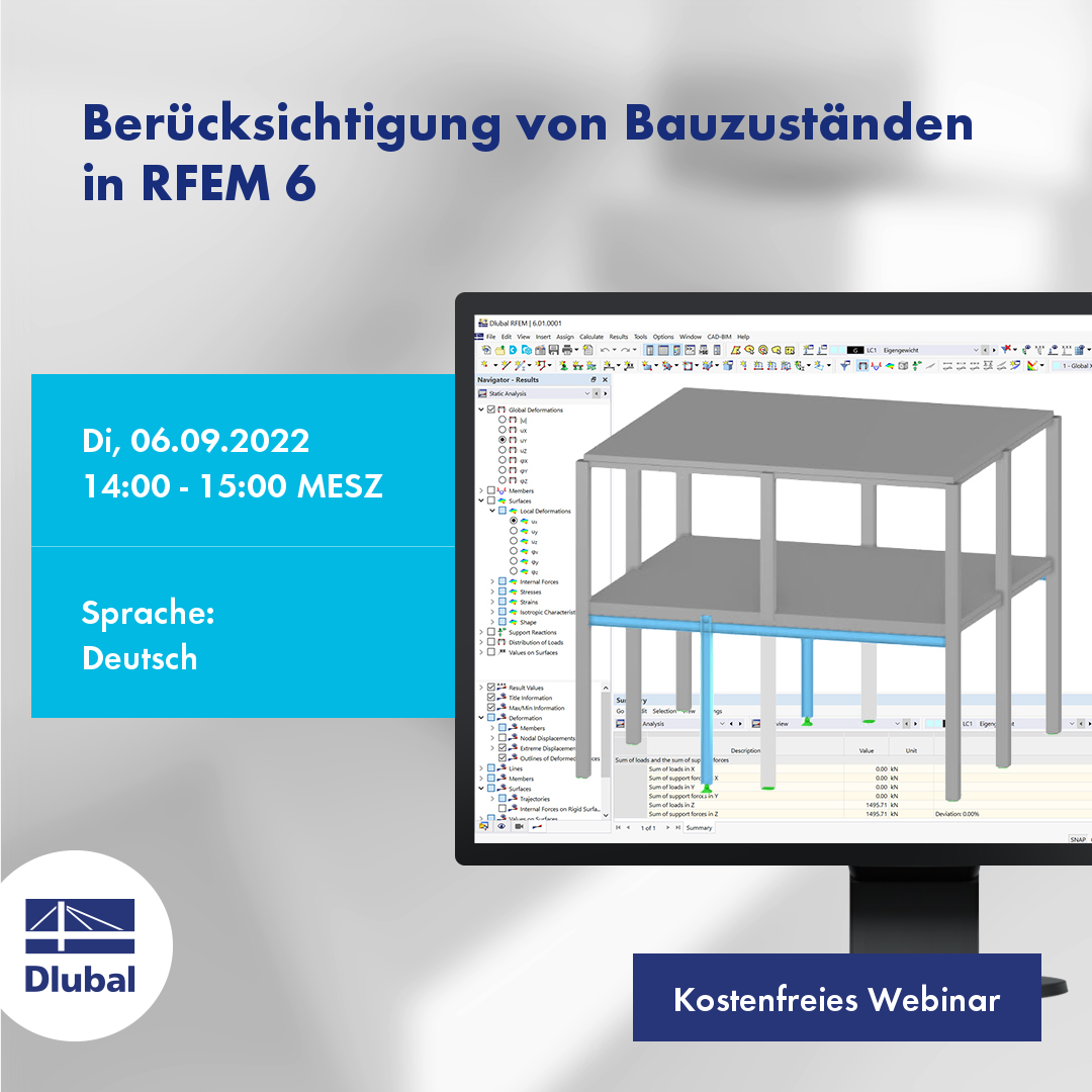 Zohlednění fází výstavby v programu RFEM 6