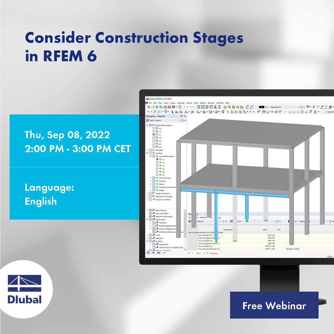 Zohlednění fází výstavby v programu RFEM 6