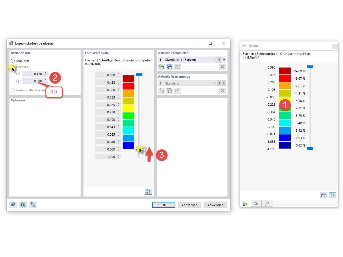 FAQ 005314 | Jak mohu omezit zobrazení stupnice hodnot v programech RFEM 6 a RSTAB 9 na kladné hodnoty?