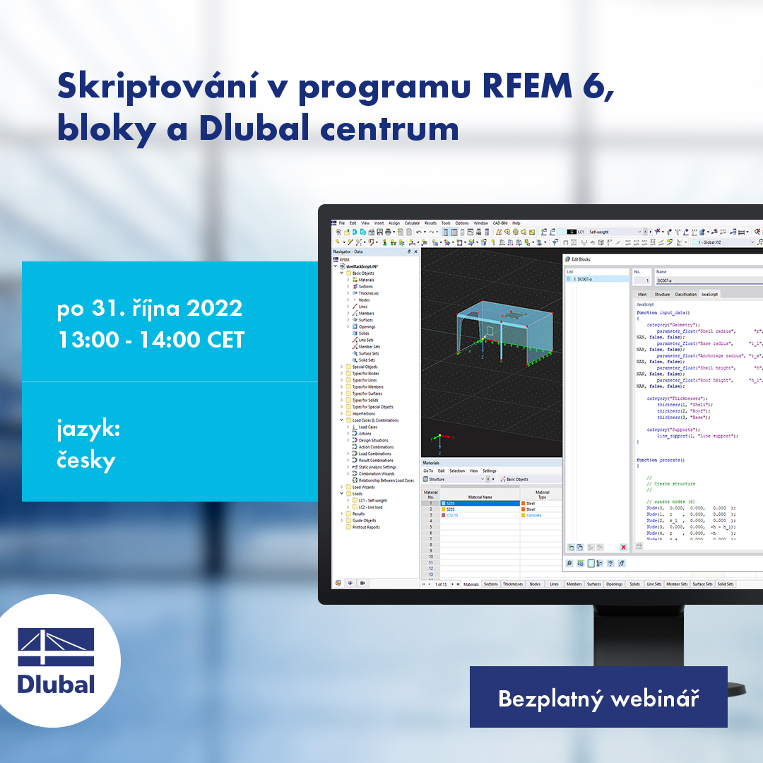 Skriptování v programu RFEM 6, bloky a Dlubal centrum