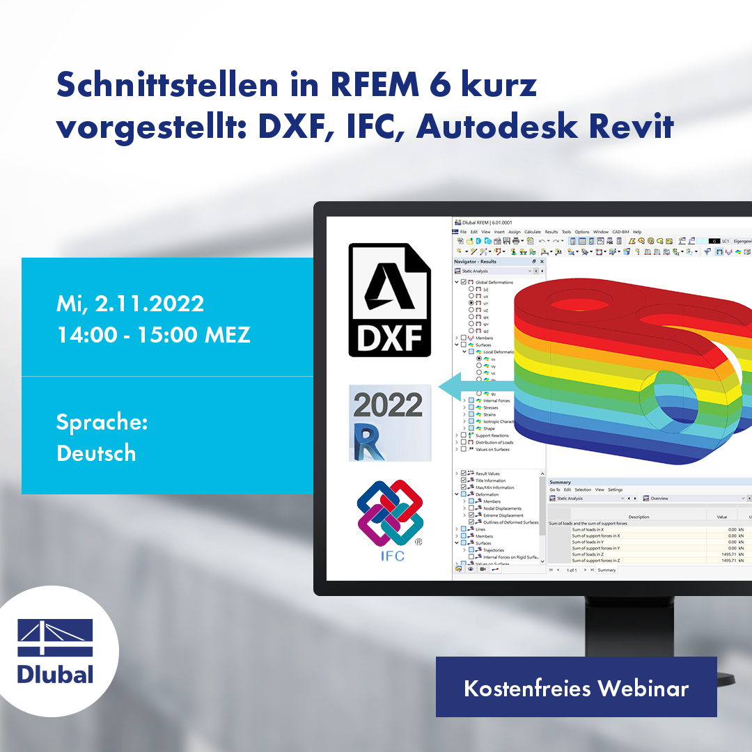 Krátký úvod do rozhraní v programu RFEM 6: DXF, IFC, Autodesk Revit