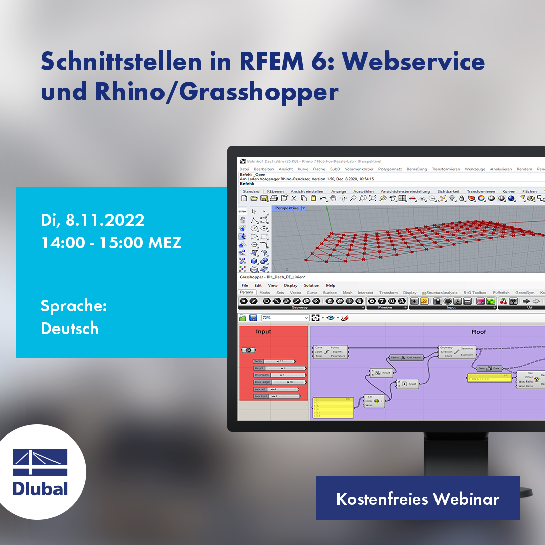 Rozhraní v programu RFEM 6: Webová služba a Rhino/Grasshopper