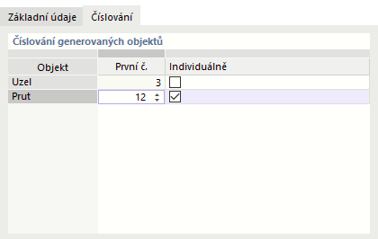 Úprava číslování vygenerovaných objektů