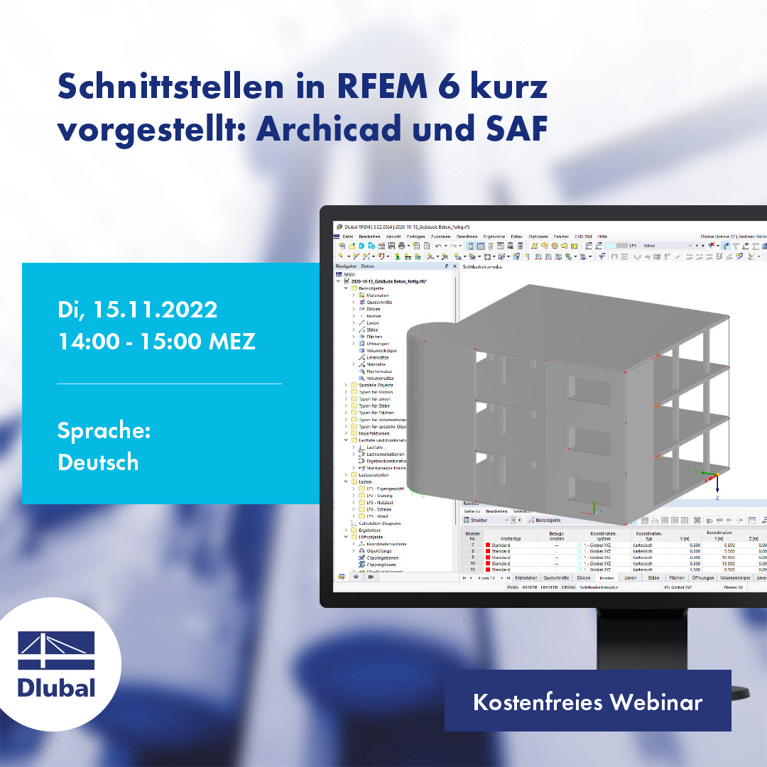 Stručný úvod do rozhraní v programu RFEM 6: Archicad a SAF