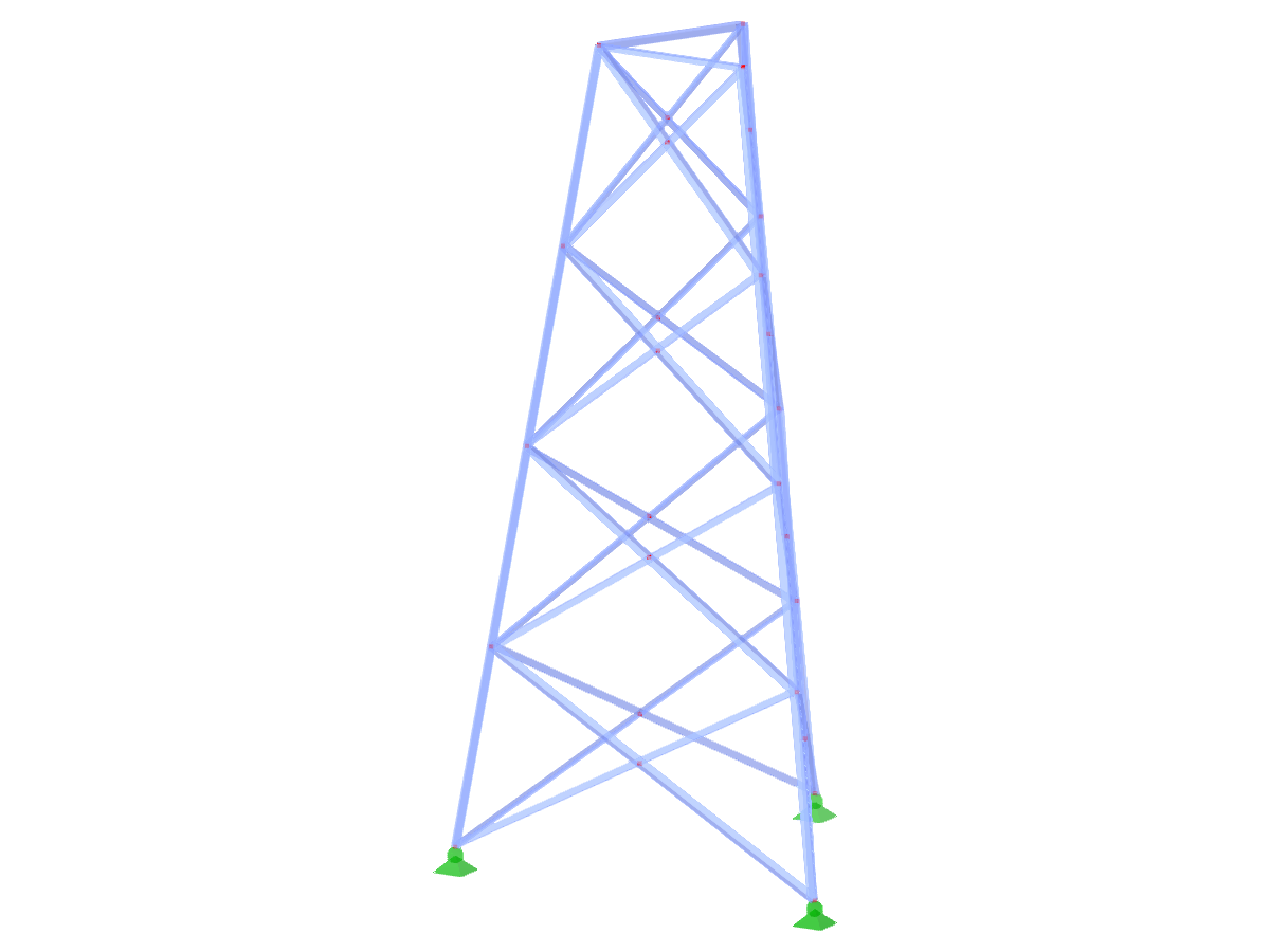 ID modelu 2335 | TST034-b | Příhradový stožár | Trojúhelníkový půdorys | X-diagonály (propojené, přímé)