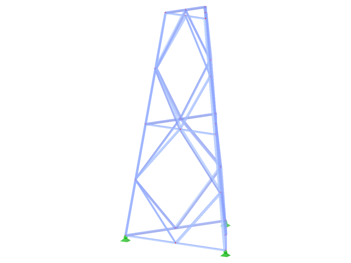 ID modelu 2365 | TST041 | Příhradový stožár | Trojúhelníkový půdorys | Kosočtvercové diagonály a horizontály