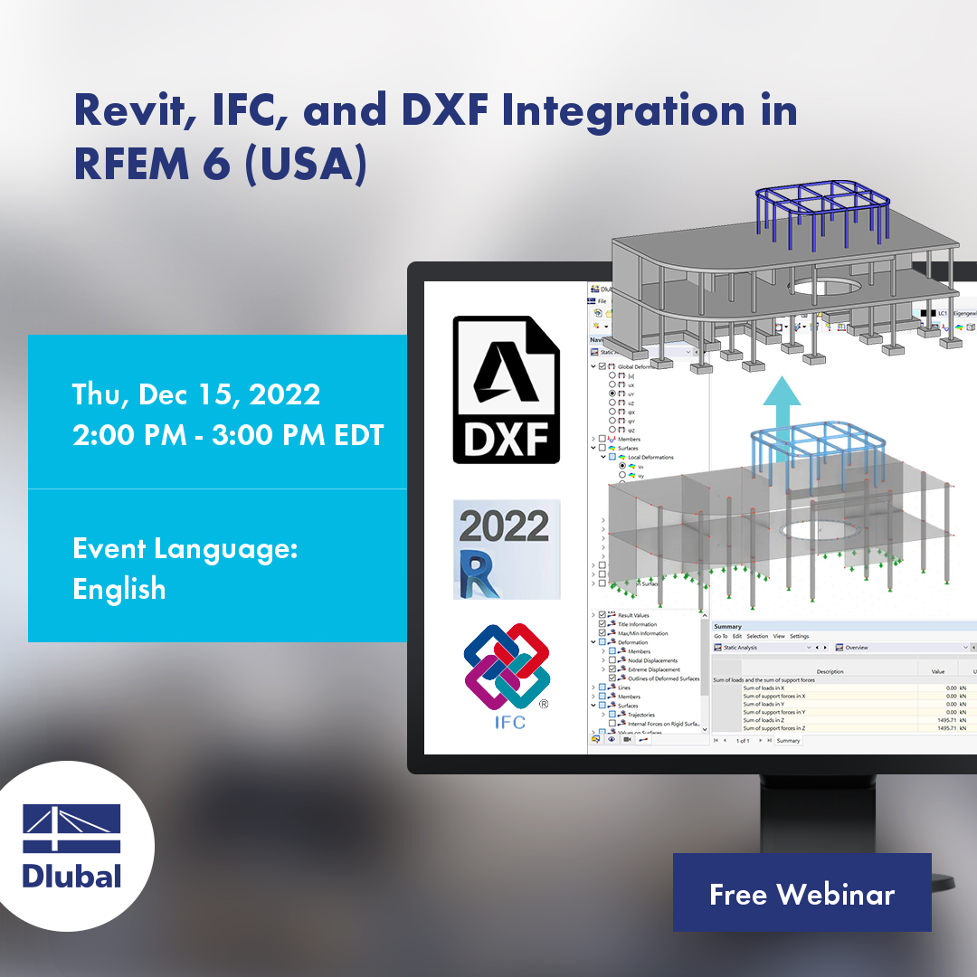 Integrace Revitu, IFC a DXF do programu RFEM 6 (USA)