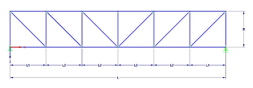 Model 000474 | FT001-a | Prattův nosník | Gravitační zatížení s parametry