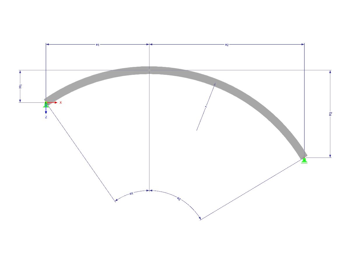 Model 001600 | ARB005c | Obloukový nosník | Kruhový s parametry