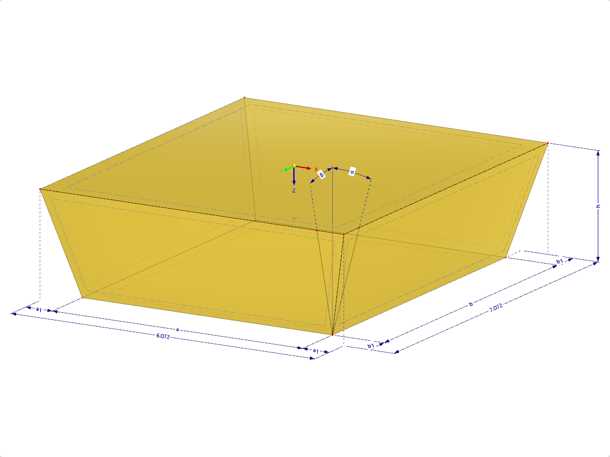 Model 001990 | GEO003 | Obrácená zkrácená pyramida s parametry