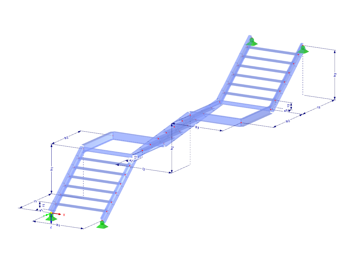 Model 003053 | STS006-a | Schodiště | Tři ramena s parametry