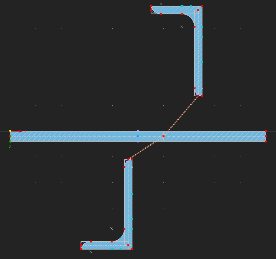 Model 003424 | BCS101 | Složený průřez | Výztuhy s plechy | 2 Válcovaný úhelník s plechem připojeným k ramenům s parametry