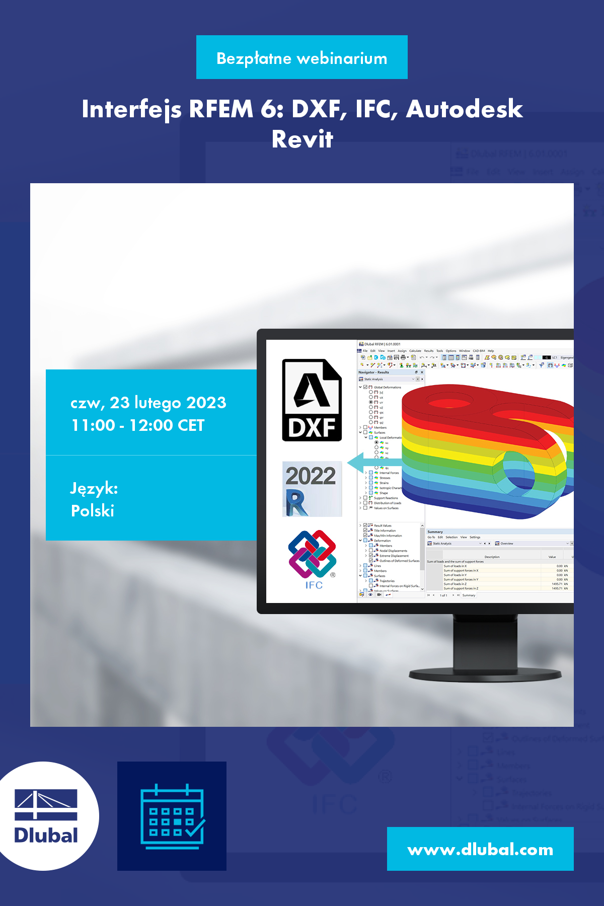 Rozhraní programu RFEM 6: DXF, IFC, Autodesk Revit