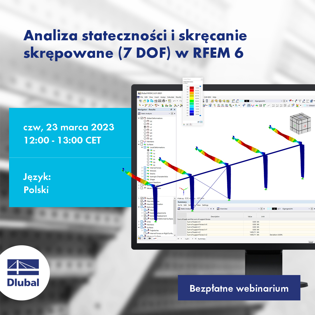 Posouzení stability a vázaného kroucení (7 DOF) v programu RFEM 6