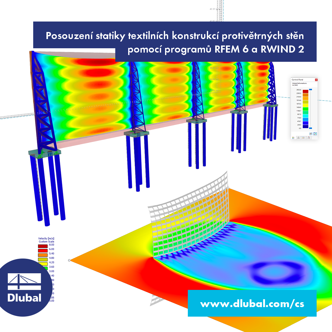 Posouzení statiky textilních konstrukcí protivětrných stěn pomocí programů RFEM 6 a RWIND 2