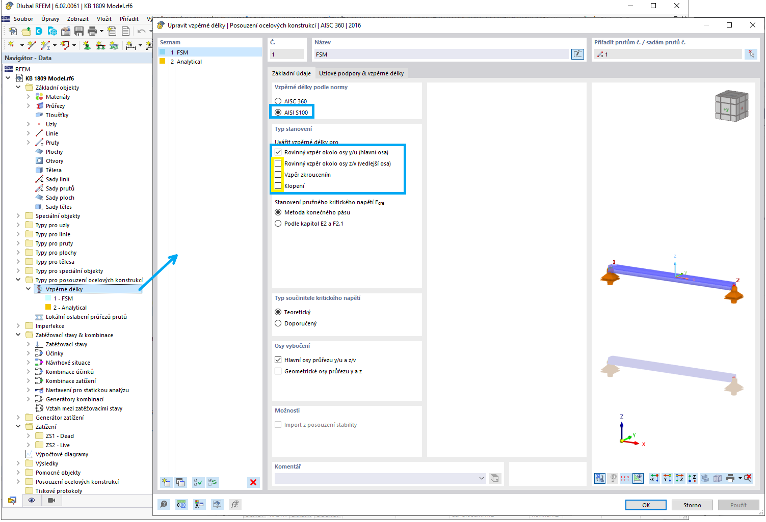 KB 001809 | Posouzení oceli tvarované za studena podle AISI v programu RFEM 6