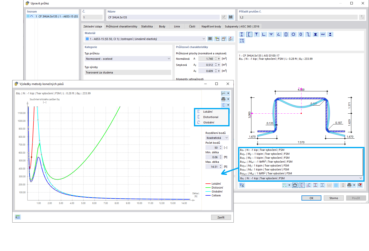 KB 001809 | Posouzení oceli tvarované za studena podle AISI v programu RFEM 6