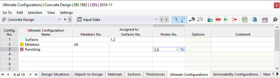 Přiřazení objektů ke konfiguraci posouzení v tabulce