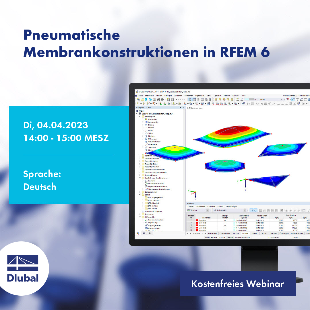 Pneumatické membránové konstrukce v programu RFEM 6