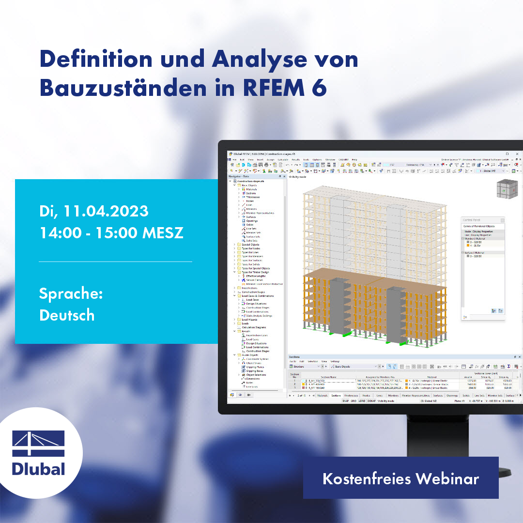 Definice a analýza fází výstavby v programu RFEM 6