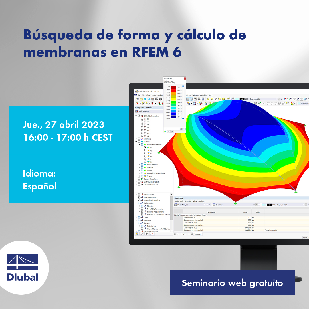 Hledání tvaru a výpočet membrán v programu RFEM 6