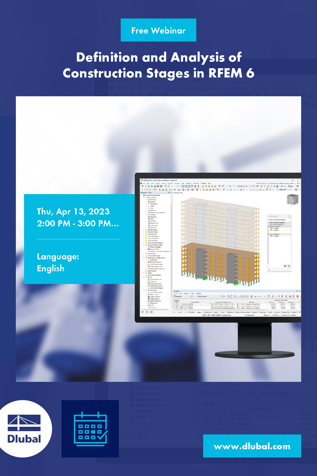 Zadání a analýza fází výstavby v programu RFEM 6