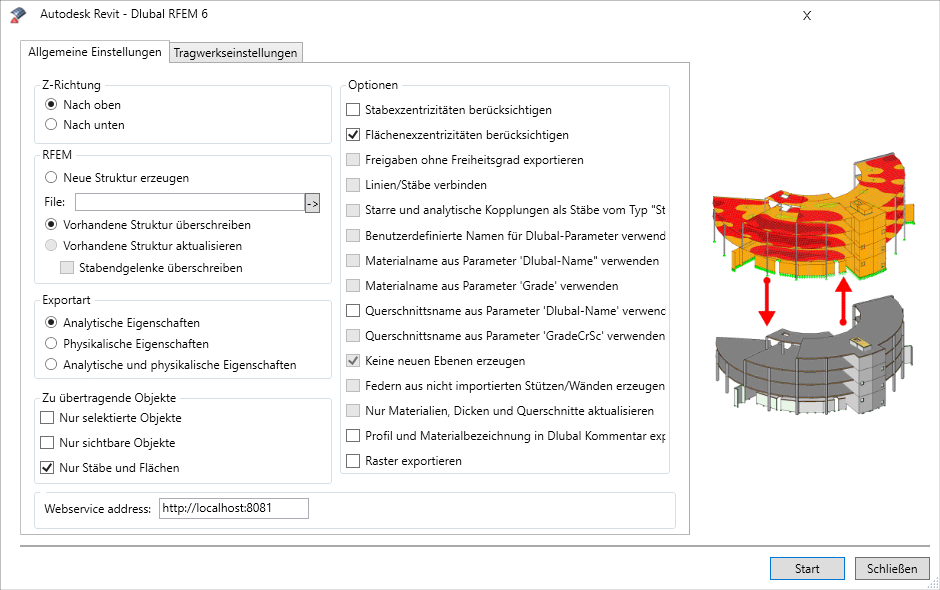 Export do programu RFEM – Obecná nastavení