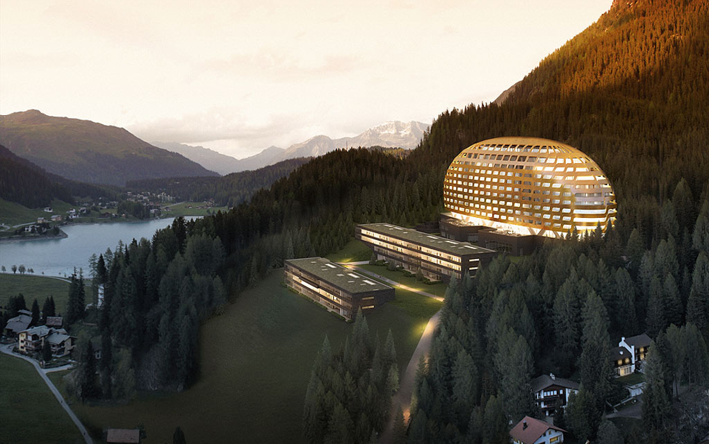 Vizualizace projektu Hotel Intercontinental v Davosu (© Sailer Stepan und Partner)