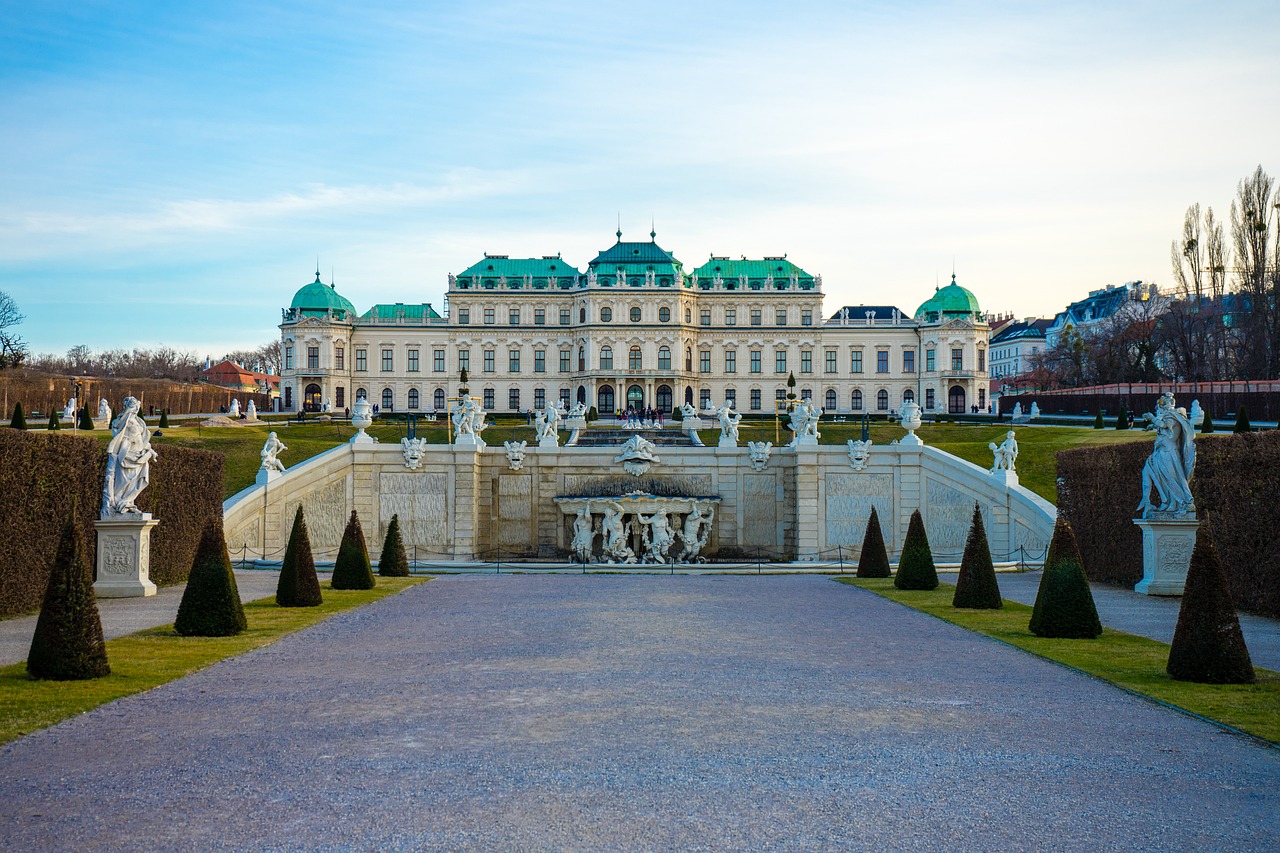 Pohled na palác Belvedere, Vídeň, Rakousko