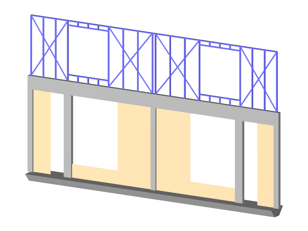 Model 004521 | Stěna s dveřmi a okny