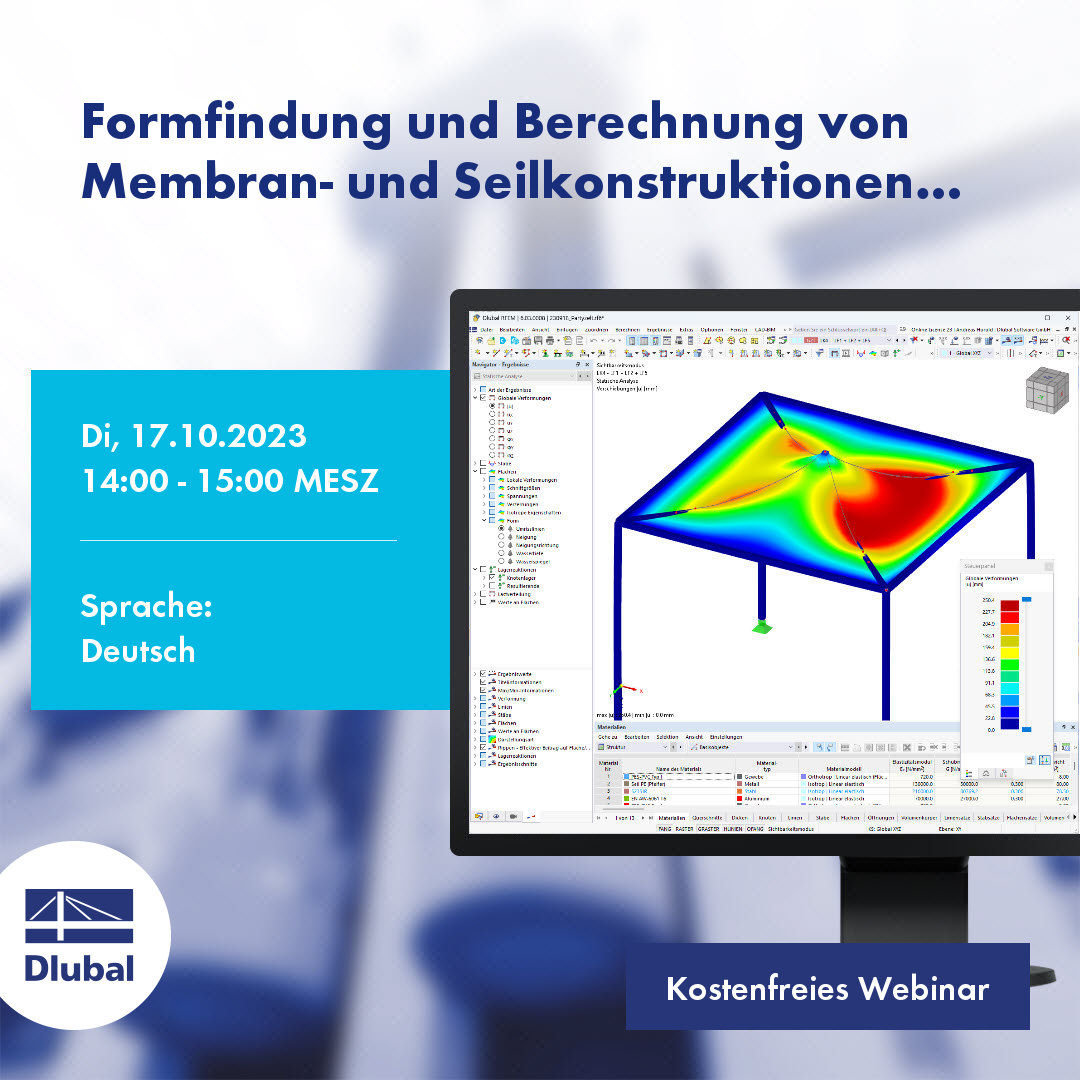 Form-finding a výpočet membránových a textilních konstrukcí v programu RFEM 6