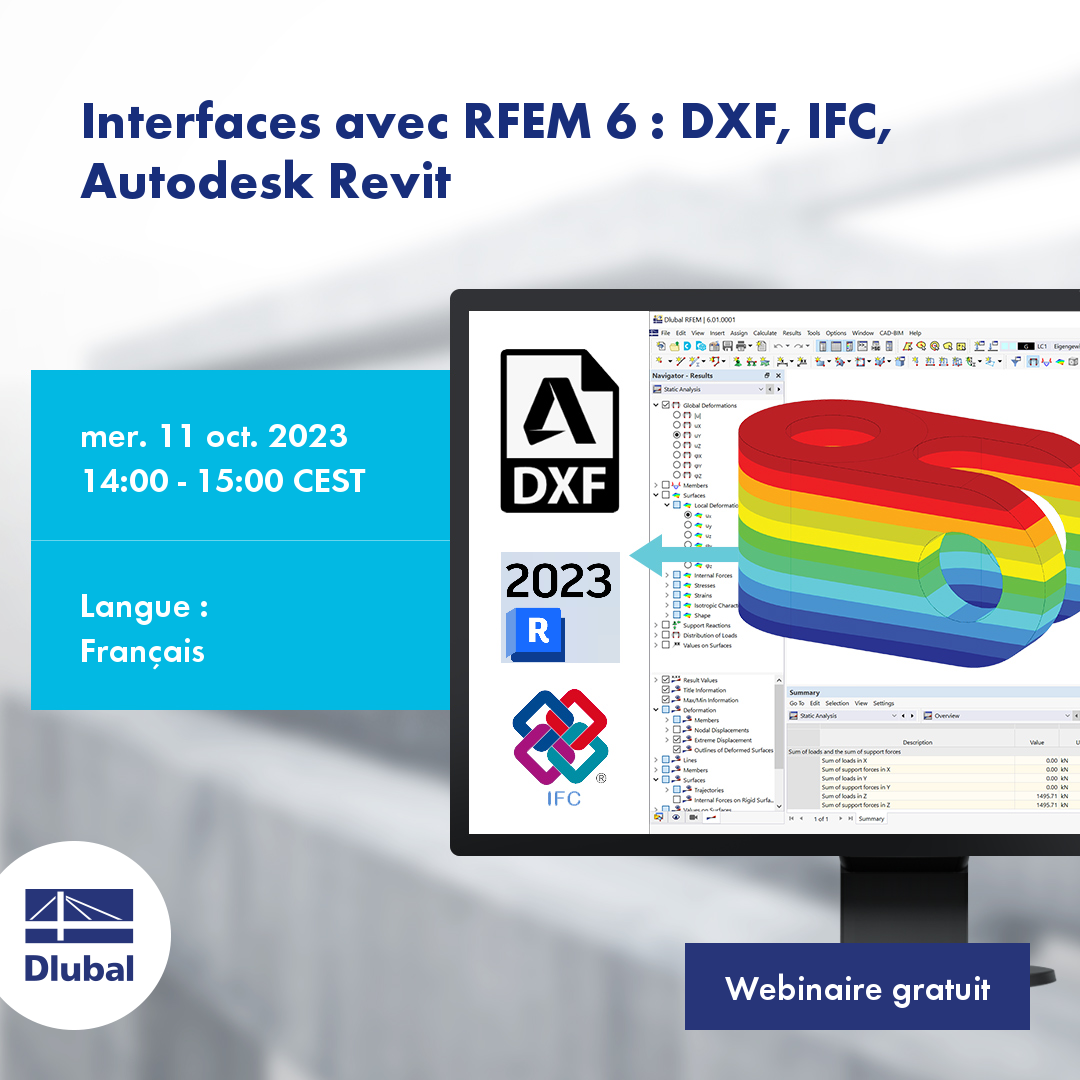 Rozhraní s programem RFEM 6: DXF, IFC, Autodesk Revit