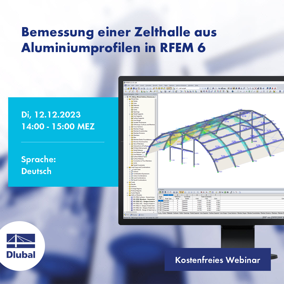 Návrh plachtové haly z hliníkových profilů v programu RFEM 6