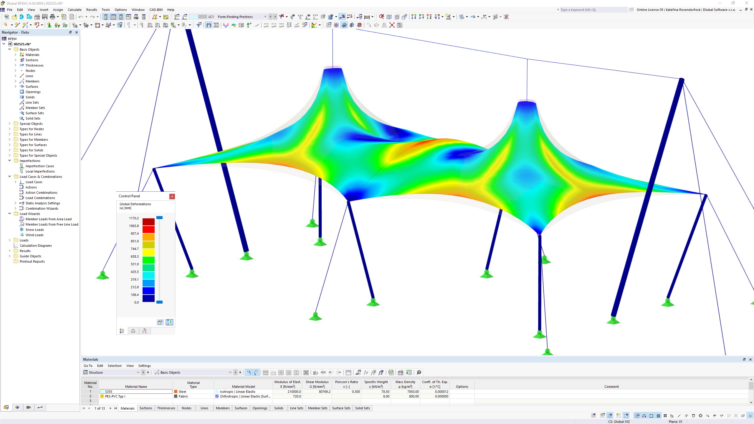 Form-finding v programu RFEM 6