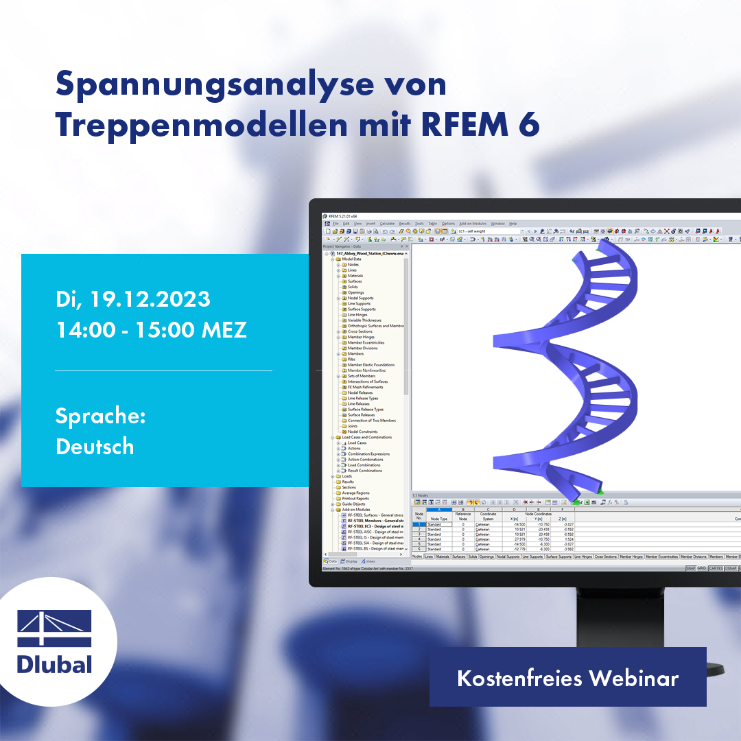 Analýza napětí modelů schodišť v programu RFEM 6