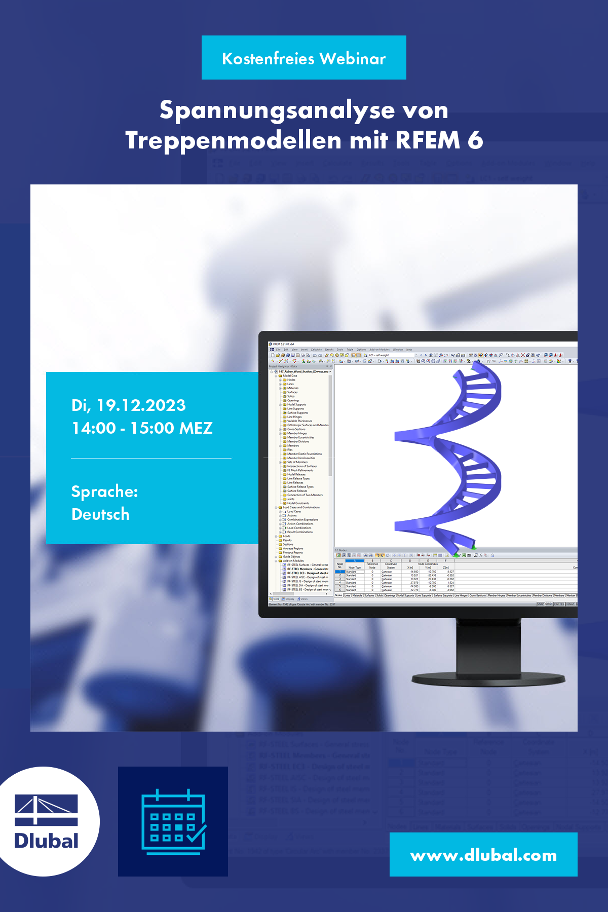 Analýza napětí schodišťových modelů v programu RFEM 6