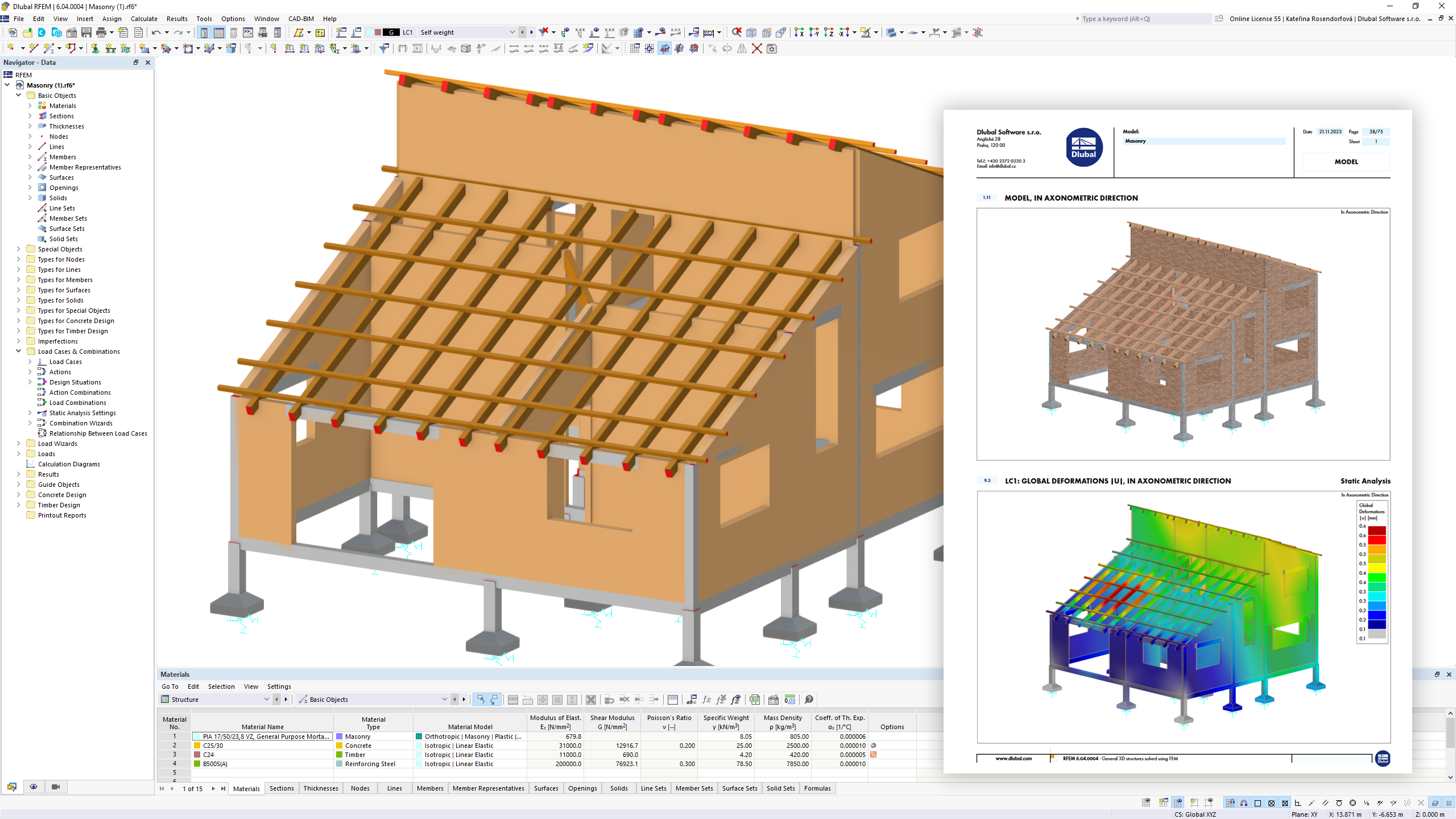 Posouzení zdiva pro RFEM 6