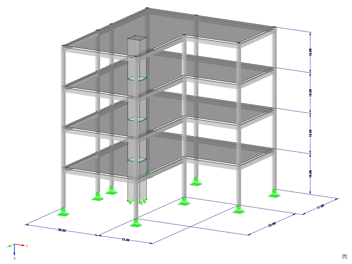 Model budovy v programu RFEM