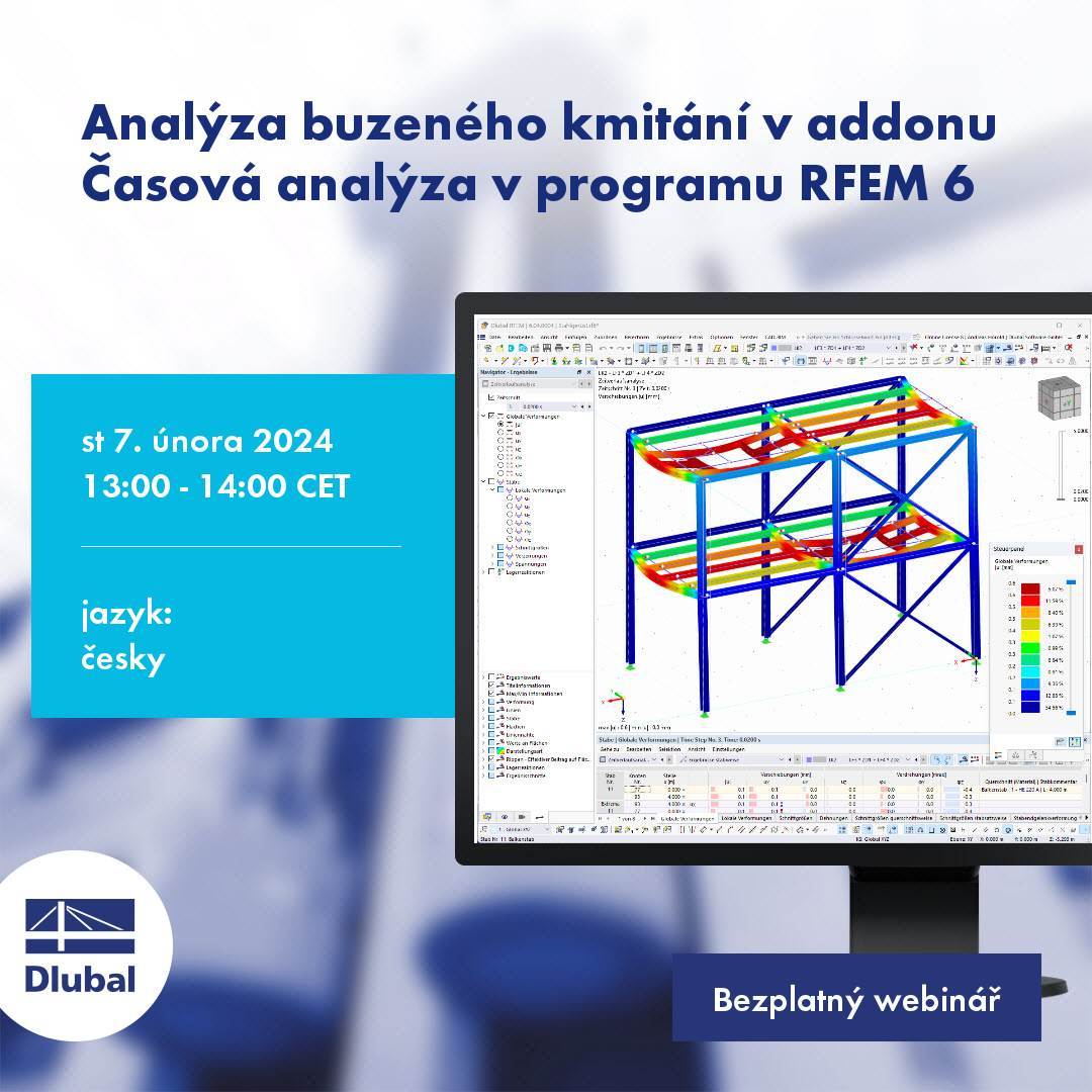 Analýza buzeného kmitání v addonu Časová analýza v programu RFEM 6