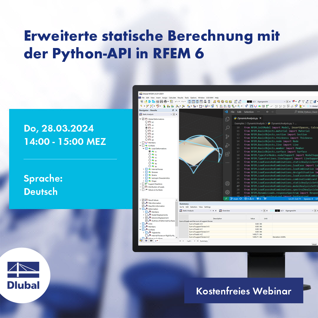 Pokročilá statická analýza pomocí Python API v programu RFEM 6