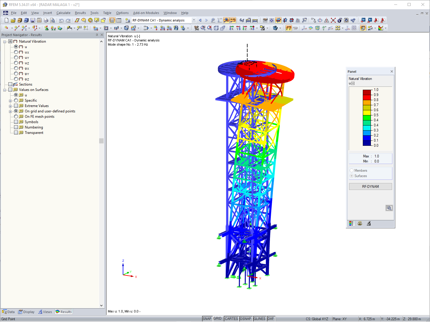 RFEM model s vlastním kmitáním (© SAQQRANG Engineering)