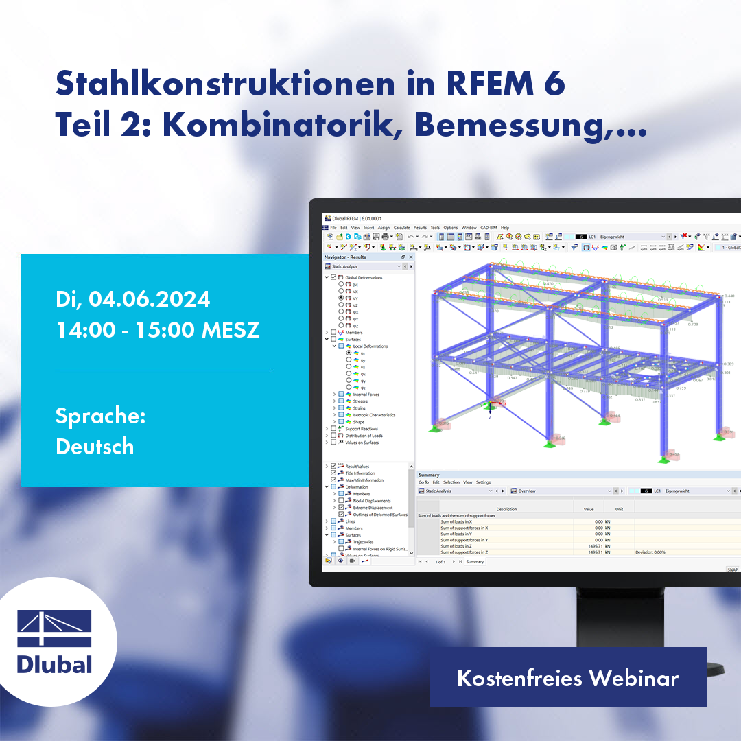 Ocelové konstrukce v programu RFEM 6\n Část 2: Kombinatorika, posouzení, dokumentace