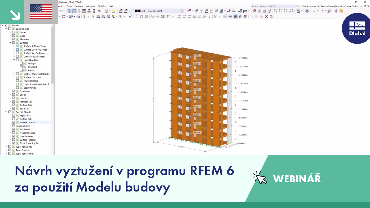 Návrh vyztužení v programu RFEM 6 za použití Modelu budovy