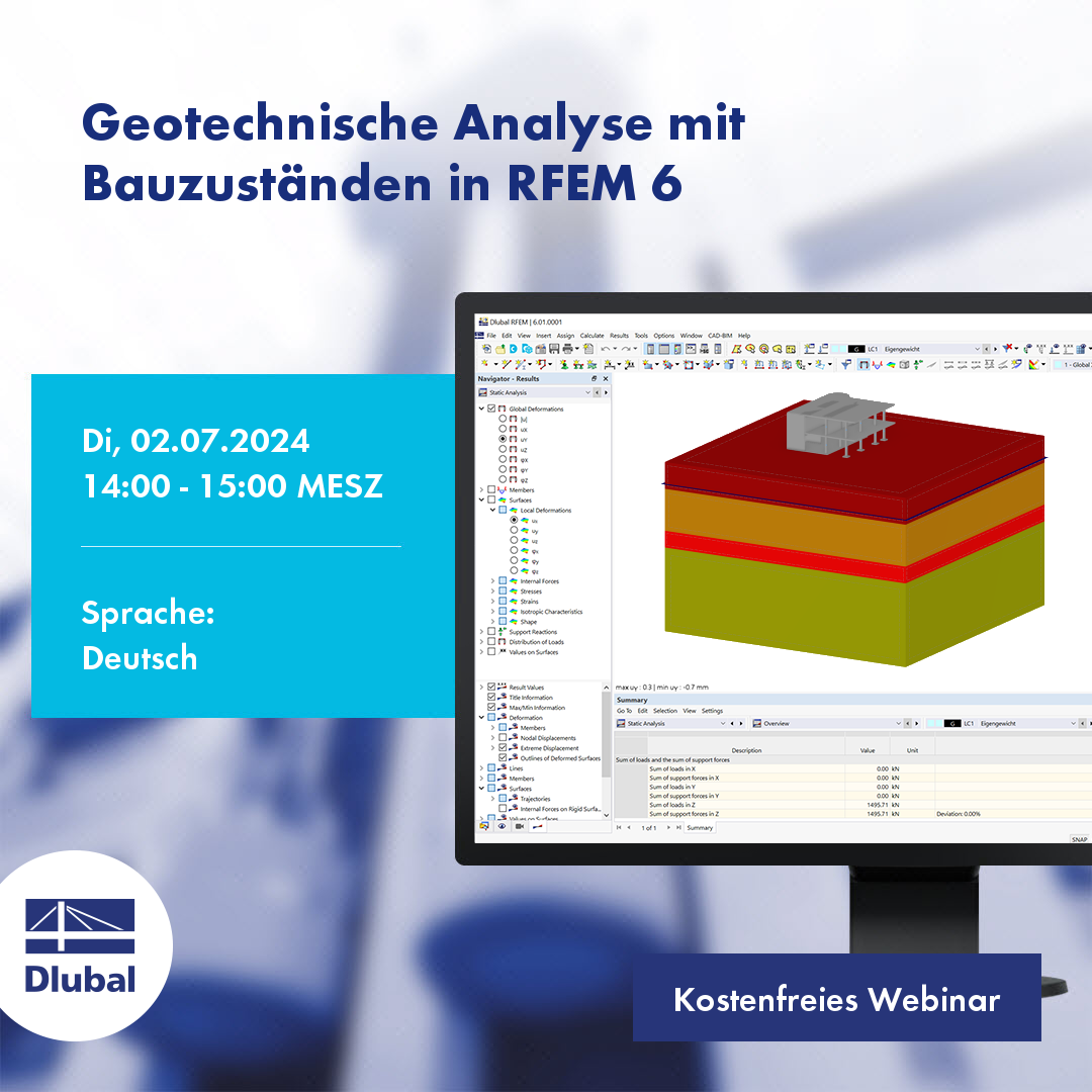 Geotechnická analýza s fázemi výstavby \n v programu RFEM 6