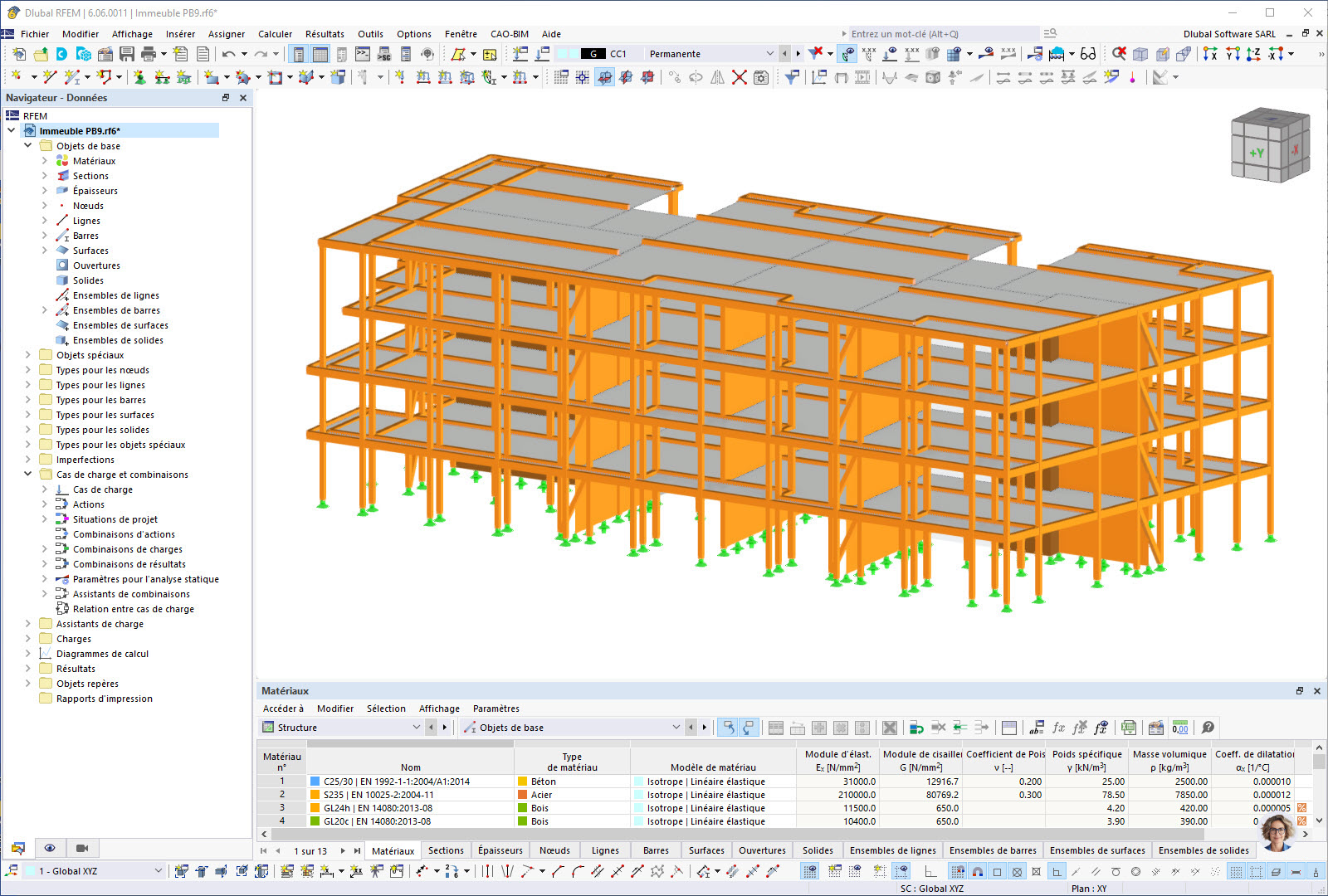 Model budovy PB9 v programu RFEM