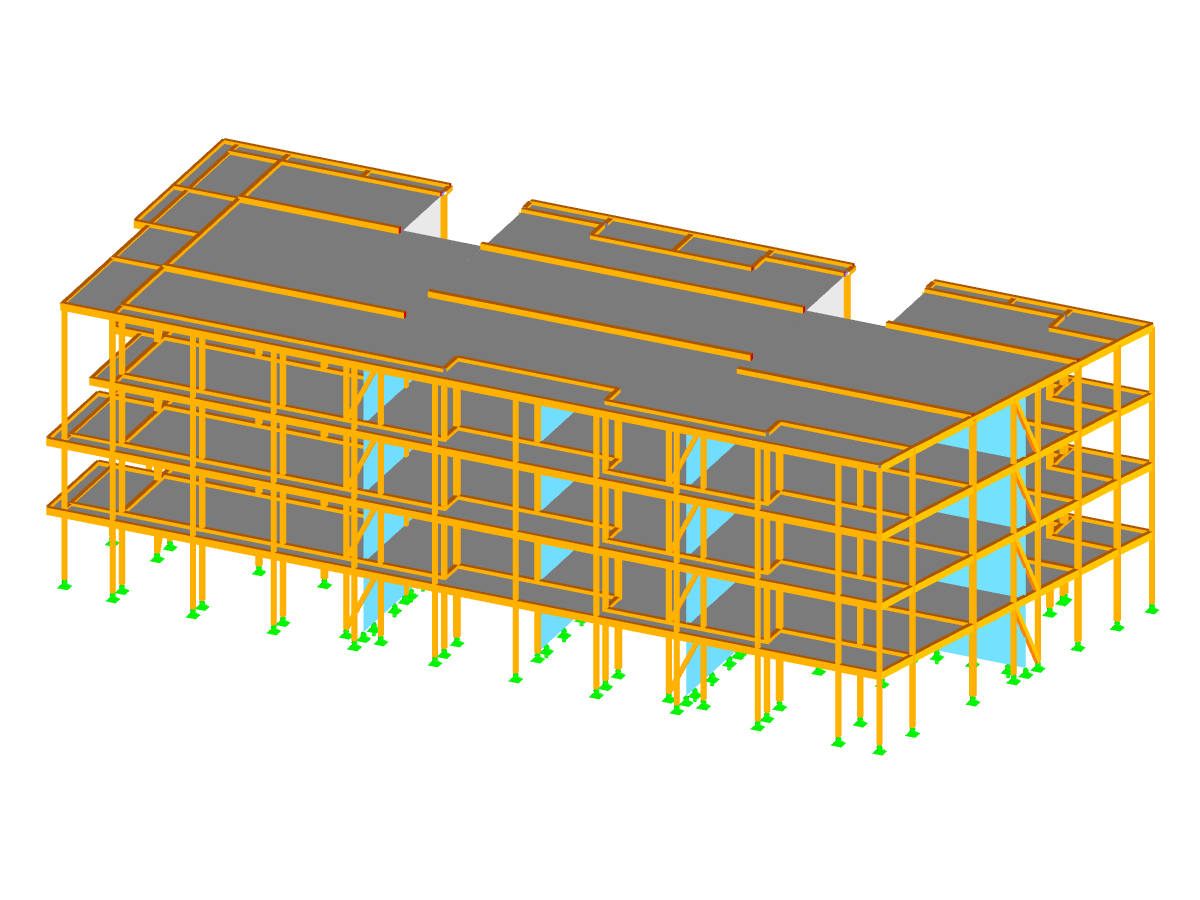 Model 000000 | Vratný 6podlažní model budovy v posouzení dřevo/beton