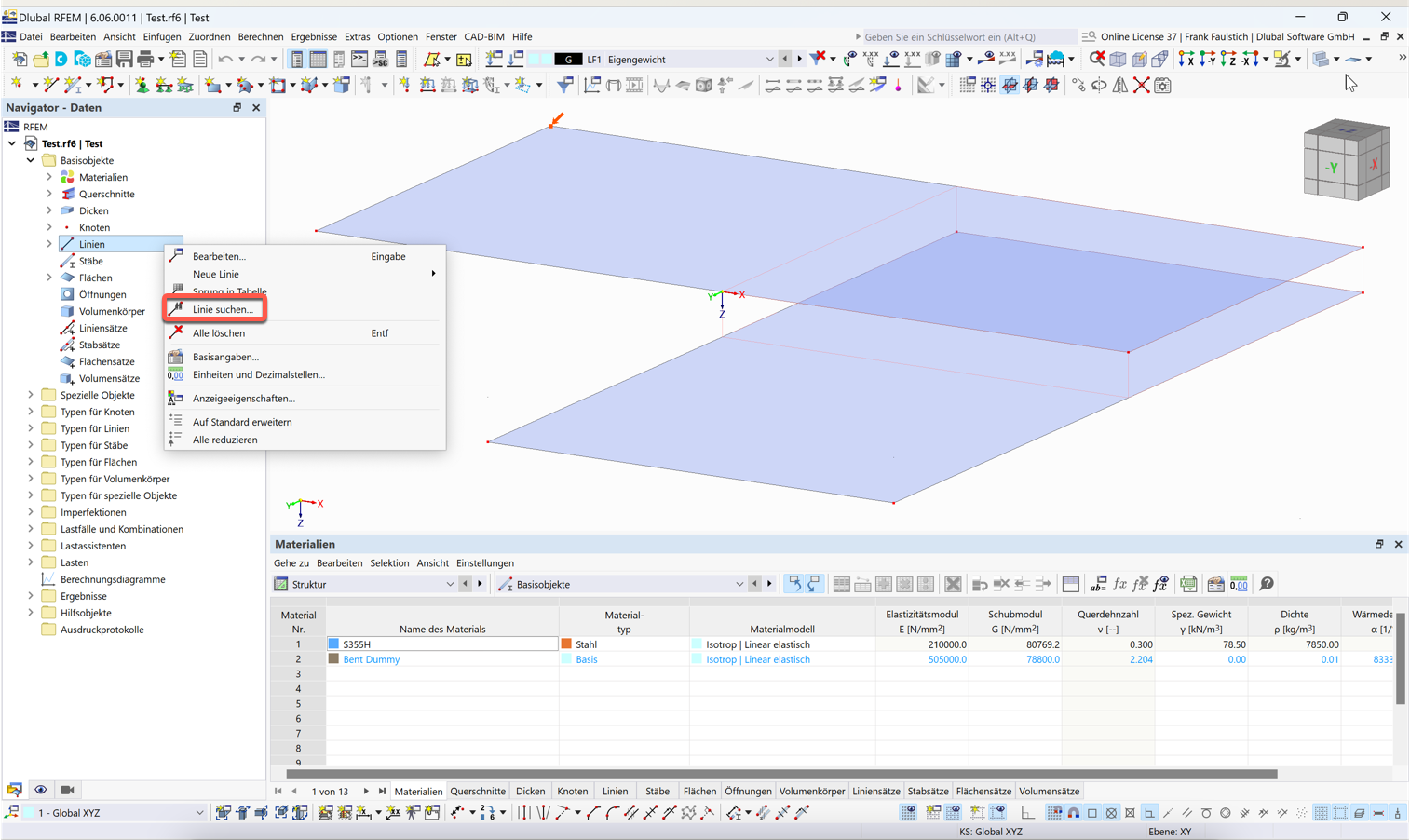 FAQ 005544 | Jak najdu v programu RFEM 6 / RSTAB 9 linii s určitým číslem?