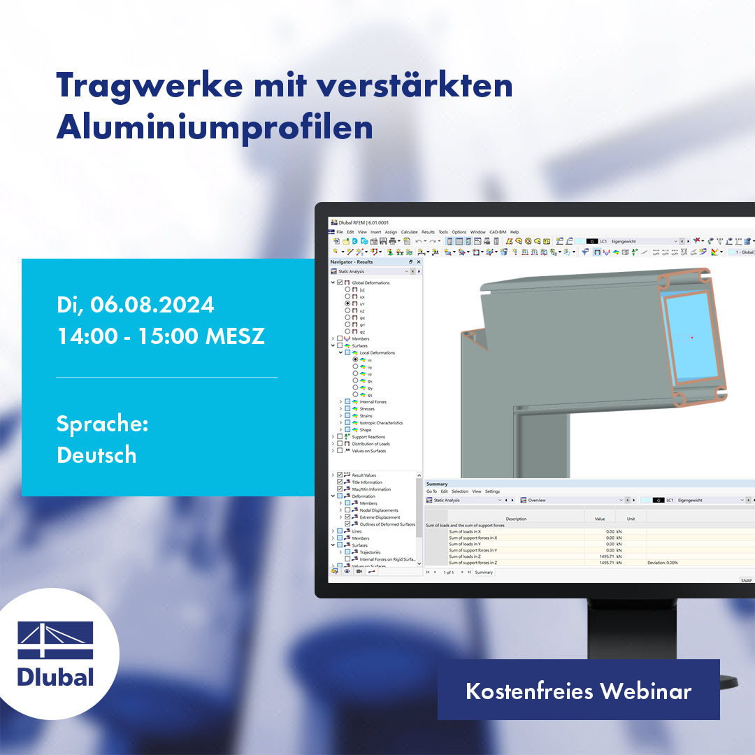 Konstrukce s vyztuženými hliníkovými profily v programech RSECTION 1 a RFEM 6