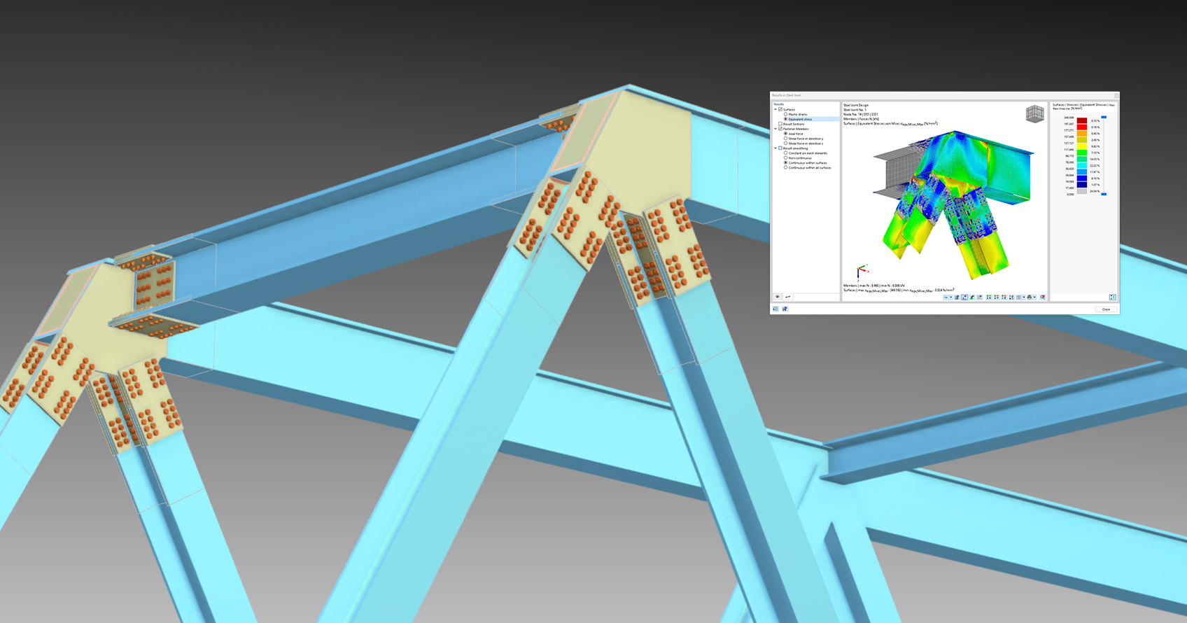 Ocelové přípoje | Příhradový most | RFEM 6 model